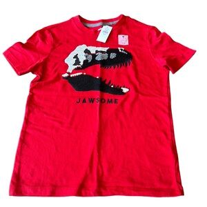 Boys Old Navy Red Graphic Dinosaur Tee Shirt with Flippable Sequins NWT Size 8